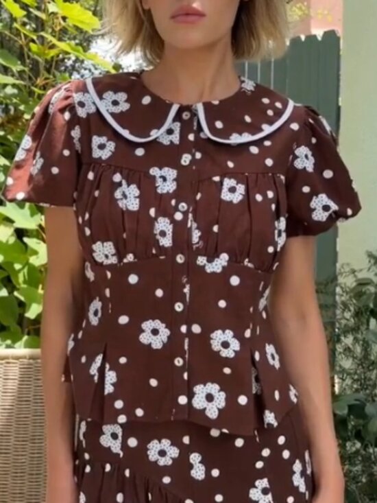 Lisa Says Gah Tops - Bonnie Top - Brown Mod Dot - Lisa Says Gah NWT